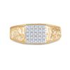 Image 2 : 1/8 CTW Mens Round Diamond Square Cluster Ring 10kt Yellow Gold - REF-16A8N