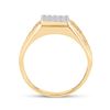 Image 3 : 1/8 CTW Mens Round Diamond Square Cluster Ring 10kt Yellow Gold - REF-16A8N