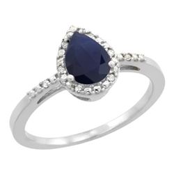 0.85 CTW Blue Sapphire & Diamond Ring 10K White Gold - REF-25M6K