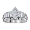 Image 1 : 1 CTW Round Diamond Cluster Bridal Wedding Engagement Ring 10kt White Gold - REF-57R3H