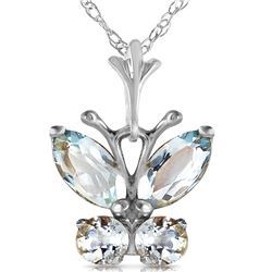 Genuine 0.60 ctw Aquamarine Necklace 14KT White Gold - REF-25Z2N