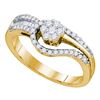 Image 1 : 1/2 CTW Round Diamond Flower Cluster Bridal Wedding Engagement Ring 10kt Yellow Gold - REF-39N6Y