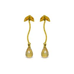 Genuine 3.4 ctw Citrine Earrings 14KT Yellow Gold - REF-21P6H