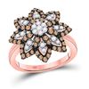 Image 1 : 1 CTW Round Brown Diamond Flower Cluster Ring 10kt Rose Gold - REF-60R3H