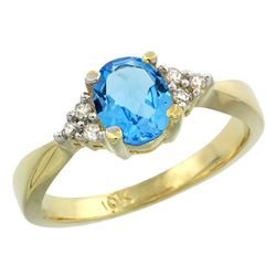 1.06 CTW Swiss Blue Topaz & Diamond Ring 10K Yellow Gold - REF-28N4Y