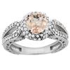 Image 1 : 1.20 CTW Morganite & Diamond Ring 14K White Gold - REF-89A7X