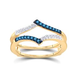 1/5 CTW Round Blue Color Enhanced Diamond Ring 10kt Yellow Gold - REF-16X8T