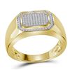 Image 1 : 1/4 CTW Mens Round Diamond Octagon Cluster Ring 10kt Yellow Gold - REF-39F6M