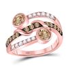 Image 1 : 1 CTW Round Brown Diamond Strand Ring 10kt Rose Gold - REF-83R9H