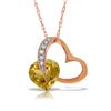 Image 1 : Genuine 3.2 ctw Citrine & Diamond Necklace 14KT Rose Gold - REF-49K6V