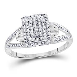 1/6 CTW Round Diamond Cluster Ring 10kt White Gold - REF-16A2N