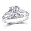 Image 1 : 1/6 CTW Round Diamond Cluster Ring 10kt White Gold - REF-16A2N