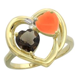 1.31 CTW Quartz & Diamond Ring 10K Yellow Gold - REF-23H5M