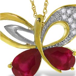 Genuine 4.38 ctw Ruby & Diamond Necklace 14KT Yellow Gold - REF-132H2X