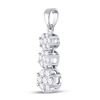 Image 2 : 3/4 CTW Round Diamond Triple Flower Cluster Pendant 14kt White Gold - REF-45Y3X