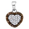 Image 1 : 1/3 CTW Round Brown Diamond Heart Frame Pendant 10kt White Gold - REF-11W9F