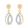 Image 2 : 1/10 CTW Round Diamond Dangle Earrings 10kt Yellow Gold - REF-11X9T