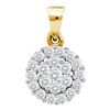 Image 1 : 1 CTW Round Diamond Flower Cluster Pendant 14kt Yellow Gold - REF-60A3N