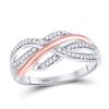 Image 1 : 1/5 CTW Round Diamond Crossover Strand Ring 10kt Two-tone White Rose Gold - REF-18T3K