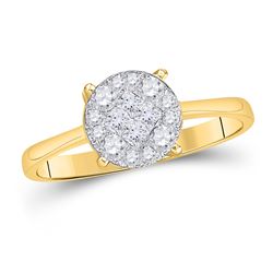 2 CTW Princess Diamond Cluster Bridal Wedding Engagement Ring 14kt Yellow Gold - REF-234F3M