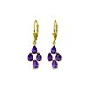 Image 1 : Genuine 3 ctw Amethyst Earrings 14KT Yellow Gold - REF-40X5M