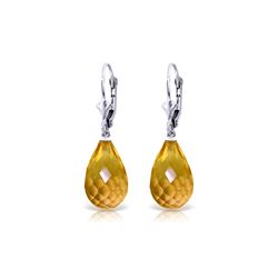 Genuine 14 ctw Citrine Earrings 14KT White Gold - REF-28Z5N