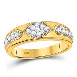 1/2 CTW Mens Round Diamond Milgrain Wedding Ring 14kt Yellow Gold - REF-54N3Y