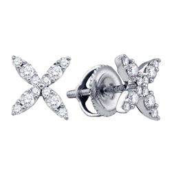 1/4 CTW Round Diamond X Fashion Earrings 14kt White Gold - REF-24W3F