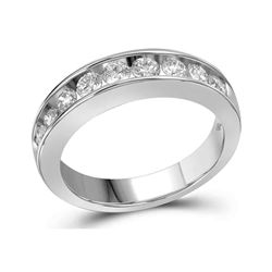 1 CTW Round Channel-set Diamond Single Row Wedding Ring 14kt White Gold - REF-105A5N