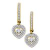 Image 1 : 3/4 CTW Round Diamond Heart Dangle Earrings 10kt Yellow Gold - REF-54X3T