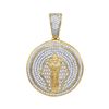 Image 1 : 3/4 CTW Mens Round Diamond Pharaoh Circle Medallion Charm Pendant 10kt Yellow Gold - REF-49T8K