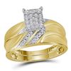 Image 2 : 1/3 CTW Diamond Cluster Matching Trio His & Hers Wedding Ring 10kt Yellow Gold - REF-41A9N