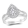 Image 1 : 1/3 CTW Diamond Teardrop Cluster Bridal Wedding Engagement Ring 10kt White Gold - REF-28F8M