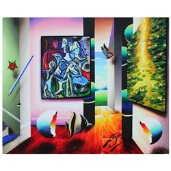 Ferjo, "Pond with Picasso" Original Painting on Canvas, Hand Signed with Letter of Authenticity.