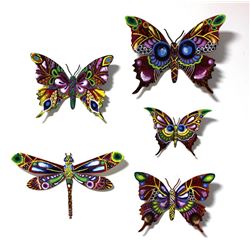 Patricia Govezensky- Original Painting on Cutout Steel (Set of 5) "Set of 5 Butterflies"