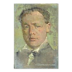 Alex Zwarenstein, "Young Churchill" Original Oil Painting on Canvas, Hand Signed with Certificate of