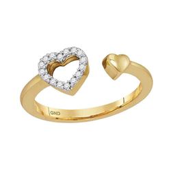 1/10 CTW Round Diamond Bisected Heart Ring 10kt Yellow Gold - REF-14Y4X