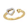 Image 1 : 1/10 CTW Round Diamond Bisected Heart Ring 10kt Yellow Gold - REF-14Y4X