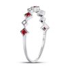 Image 3 : 1/8 CTW Round Ruby Diamond Milgrain Square Stackable Ring 10kt White Gold - REF-10H8W