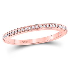 1/8 CTW Round Diamond Single Row Stackable Ring 10kt Rose Gold - REF-14N4Y
