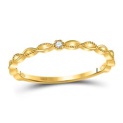 0.01 CTW Round Diamond Stackable Ring 10kt Yellow Gold - REF-5H9W