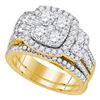 Image 1 : 2 CTW Round Diamond Cluster Bridal Wedding Engagement Ring 14kt Yellow Gold - REF-215W9F