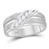 Image 1 : 1/4 CTW Mens Round Diamond Diagonal Row Ridged Matte Wedding Ring 10kt White Gold - REF-27X5T