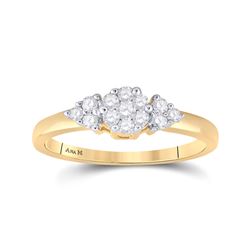 1/4 CTW Round Diamond Cluster Fashion Ring 14kt Yellow Gold - REF-27A5N