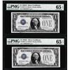 Image 1 : (2) Consecutive 1928A $1 Silver Certificate Notes Fr.1601 PMG Gem Uncirculated 65EPQ