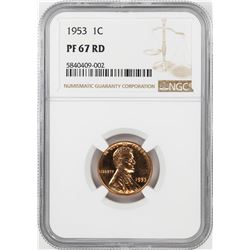 1953 Proof Lincoln Wheat Cent Coin NGC PF67RD