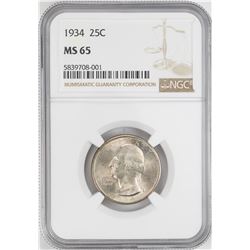1934 Washington Quarter Coin NGC MS65