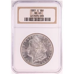 1881-S $1 Morgan Silver Dollar Coin NGC MS65 Old Holder