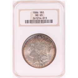 1886 $1 Morgan Silver Dollar Coin NGC MS65 Nice Toning Old Holder