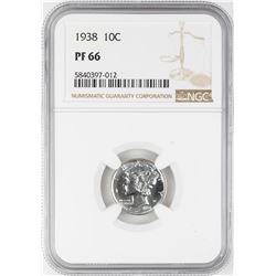 1938 Proof Mercury Dime Coin NGC PF66